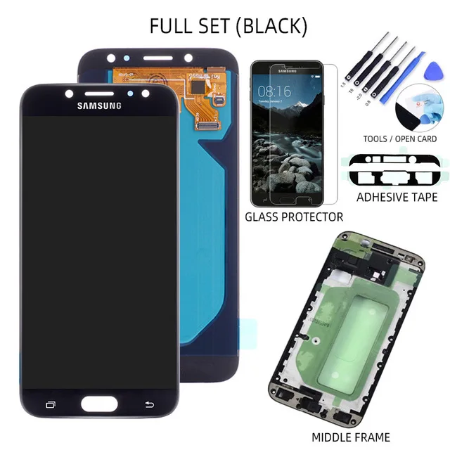 AMOLED Дисплей для SAMSUNG Galaxy J7 Дисплей J7 Pro J730 J730F LCD в сборе с тачскрином 5.5'' J730GM/DS - Цвет: Full Set Black