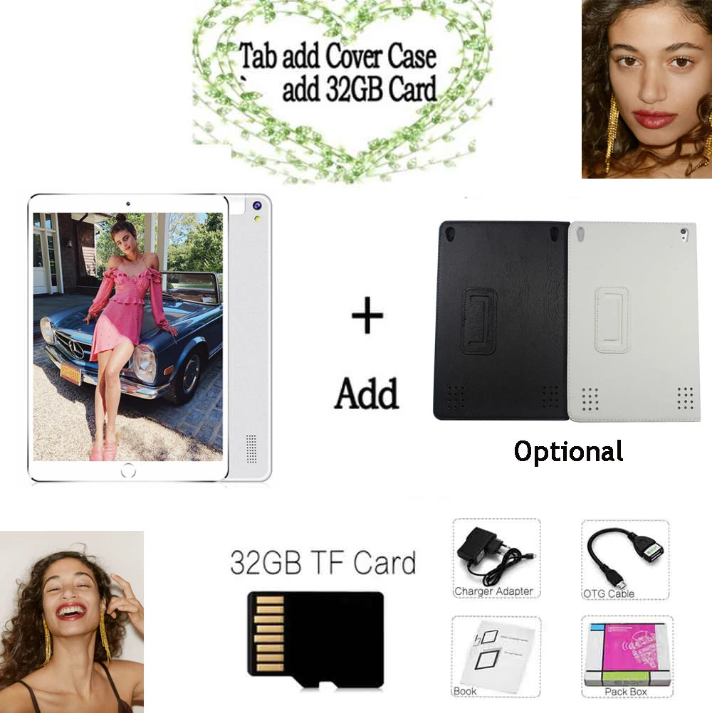 Leather case 32GB TF BDF, новинка, 10 дюймов, планшетный ПК, четыре ядра, 4 Гб ОЗУ, 64 Гб ПЗУ, 1920*1200, ips, 2.5D, закаленное стекло, 2 sim-карты, Android 7,0, планшеты 10,1 - Комплект: Leather case 32GB TF