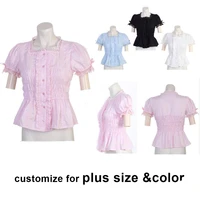 2019 new pattern blouse white cotton lolita shirt with lace daily wear lovely cotta customize for plus size adults and kids