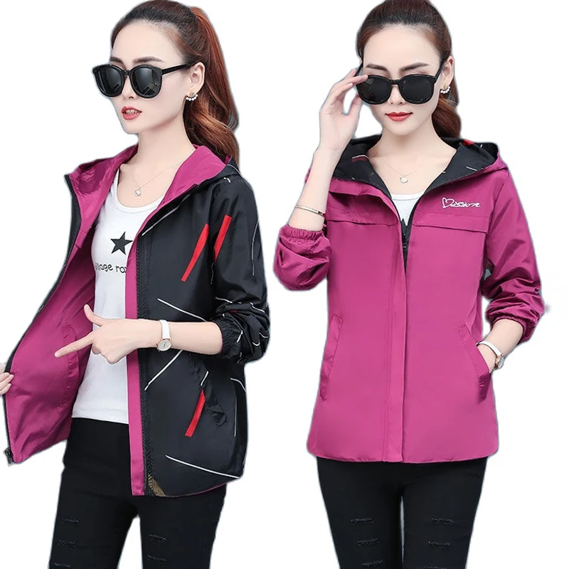 Модная двухсторонняя одежда с капюшоном Женская куртка Осень-зима 2021 свободная