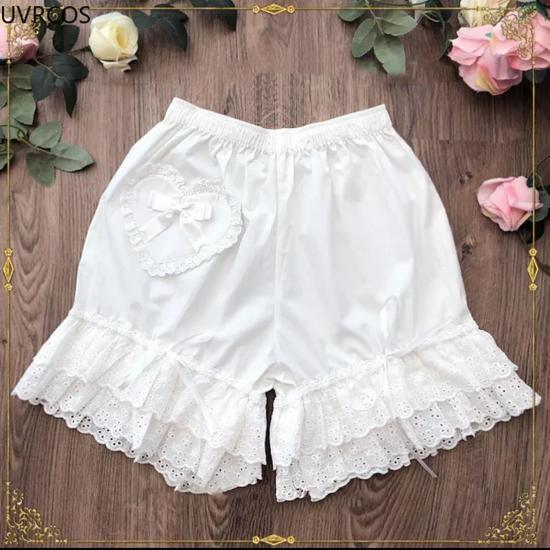 Женские хлопковые эластичные трусы с кружевом и оборками