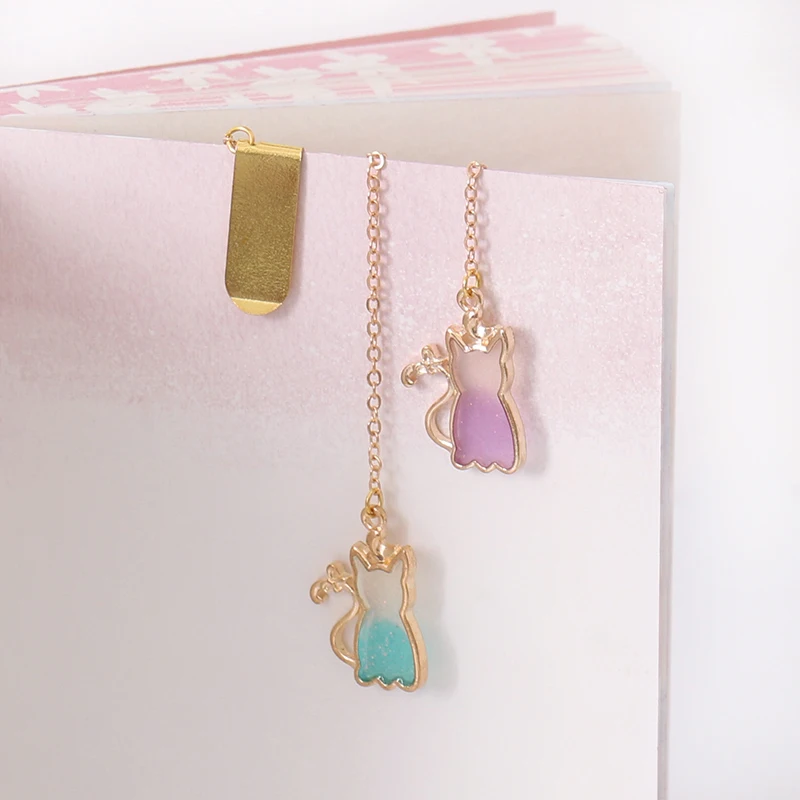 

Cute Cartoon Animals Metal cat bookmark Bookmarks For Books Student Stationery School Office Supply Paper Clip H0439