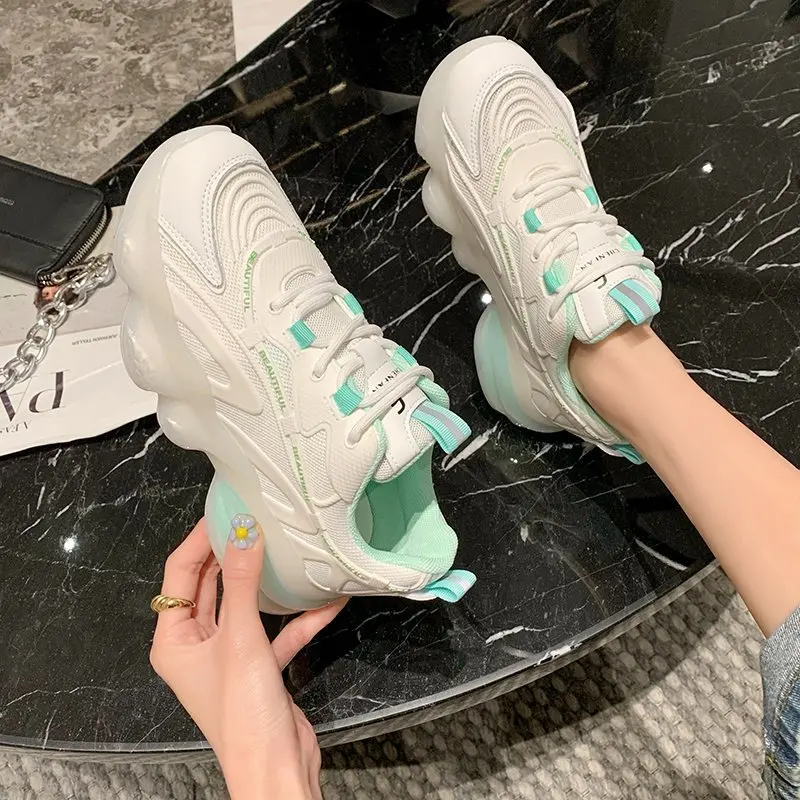 

Women's Chunky Sneakers Air Cushion Platform Sports Shoes Fashion Breathable Casual Vulcanized Shoes for Woman Female 2021Adult