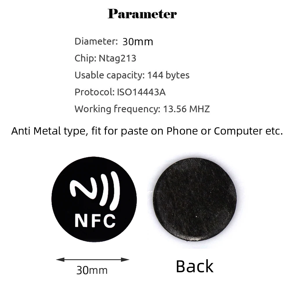 Метка NFC Ntag213 антиметаллическая наклейка 13 56 МГц ISO14443A NTAG 213 металлические значки