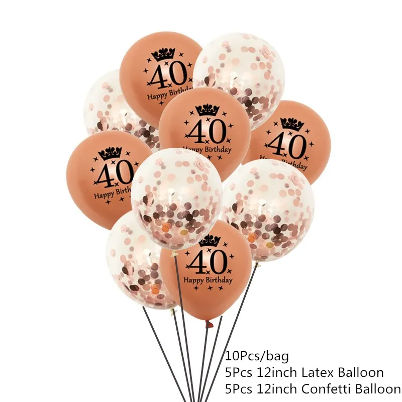Rosegold 40 Chicinlife 10 шт. золото/серебро номер 30/40/50/60 лет питьевой Бумага соломенная шляпа для взрослых День рождения Юбилей Декор поставки - Цвет: Rosegold 40