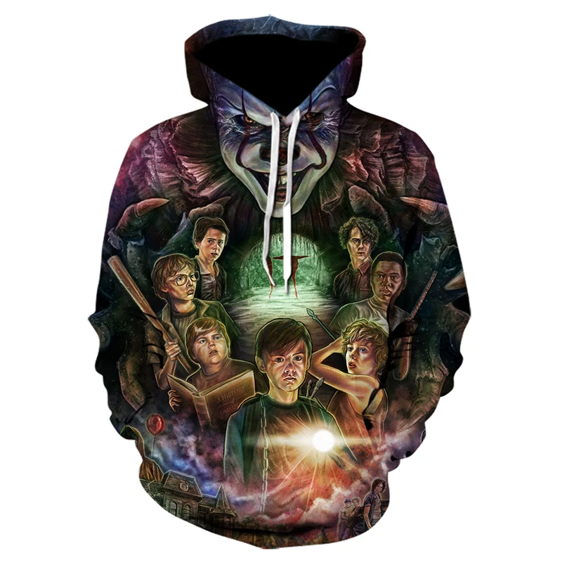

Autumn IT Clown 3D Printed Men Sweatshirt Thriller Horror Movie Pullover Boy Girl Hoodies Fashion Casual Joker Oversized Hoodie