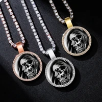 skull pendant necklace with tennis chain hip hop jewelry personalized cubic zircon chains gift