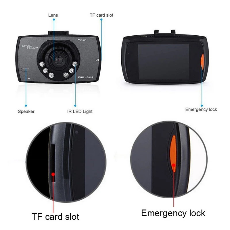 

1 Set 2.2 Inch Car Hd 1080P Driving Recorder Camera & 2 Pcs ABS Chrome Side Mirror Decorative Covers