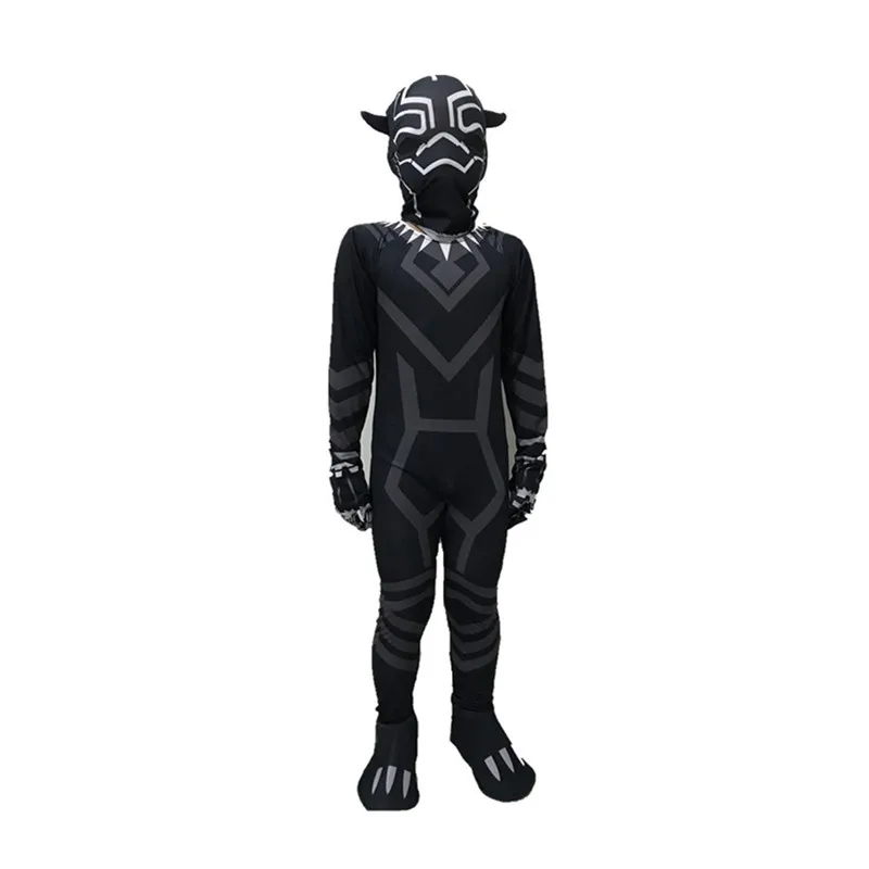 

Halloween Black Panther Costume Cosplay Kids Child Boys Black Jumpsuit Bodysuit Cosplay Costume Outfit