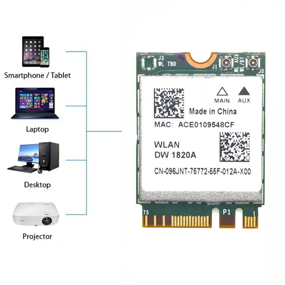 

DW1820A BCM94350ZAE BCM94356ZE 802.11ac BT4.1 867Mbps wifi Card WiFi Wireless Adapter NGFF BCM94350 M.2 H9V1