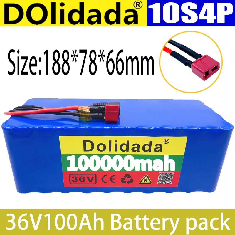 

Batterie 10S4P de 36V, 2021 ah, 1000W, 42V, 100000mAh, pour velo electrique, BMS integre, chargeur 42V, 2a