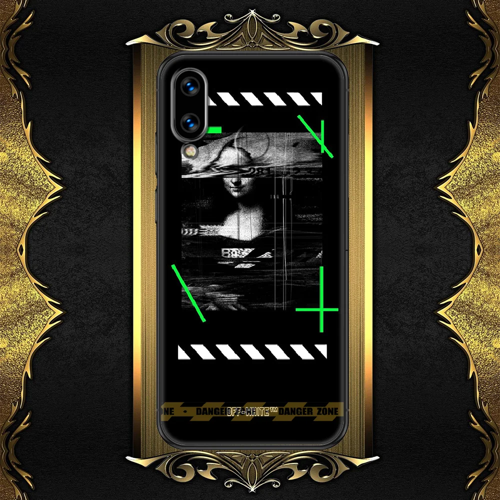 

Fashion off-compatible-White Phone case For Huawei Honor 6 7 8 9 10 10i 20 A C X Lite Pro Play black silicone Etui soft bumper