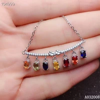 kjjeaxcmy fine jewelry 925 silver inlaid natural color sapphire gemstone luxury necklace ladies pendant support check