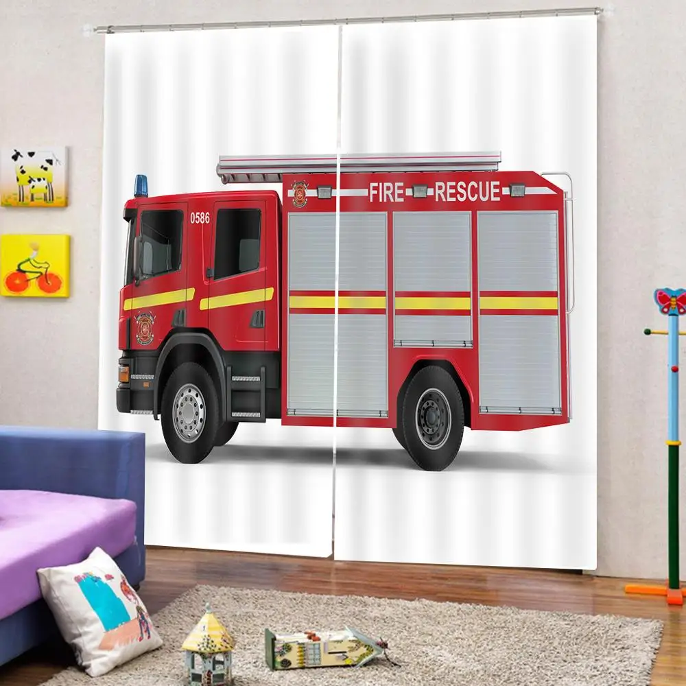 Занавеска для душа с мультяшным изображением пожарной машины Детская