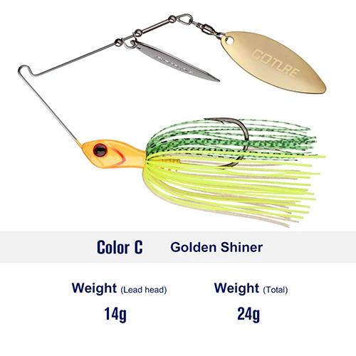 24g Golden Shiner Goture 1 шт. ELFIN+ качественная наживка Спиннербейт 20G/24G высокое Скорость запасами ивовых деревьев лезвия металлическая приманка со свинцовым spinner ложка приманки - Цвет: 24g Golden Shiner