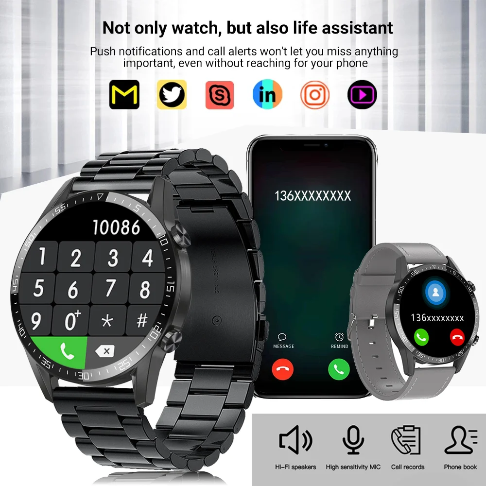 2021 new bluetooth call smart watch men full touch screen ip68 waterproof heart rate health sports smartwatch pk huawei gt2 pro free global shipping