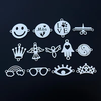 diy jewelry component stainless steel connectors rainbow yingyang glasses eye tiara smile face combs scissors findings 5pcs lot