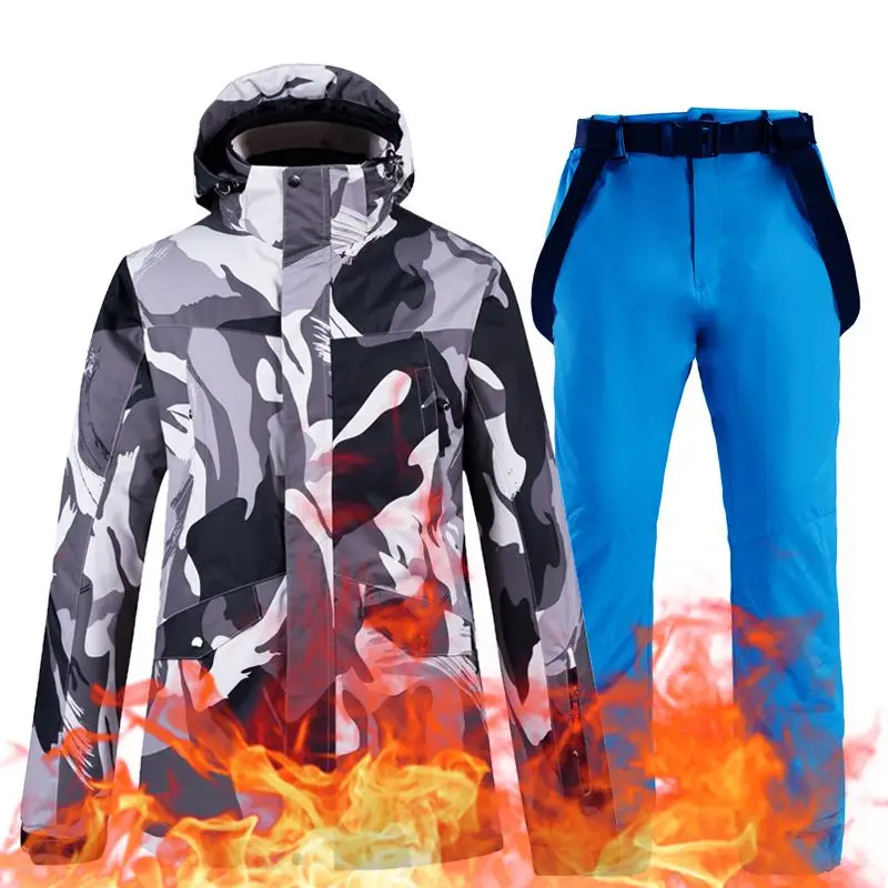 Лыжный костюм мужской водонепроницаемый ветрозащитный утепленный теплый зимний