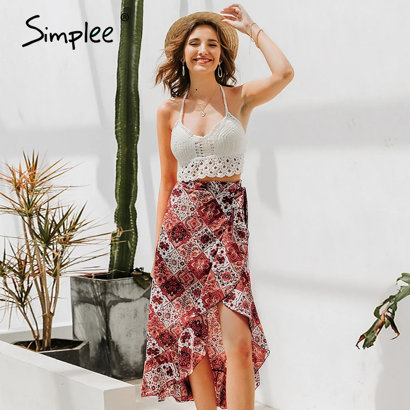 Женская винтажная Юбка-миди с высокой талией плиссированная юбка цветочным