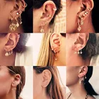 Новинка 2022, модные серьги KOtik золотого цвета для женщин, модные серьги-гвоздики геометрической формы, карты, круга, Луны, звезды, женские Украшения