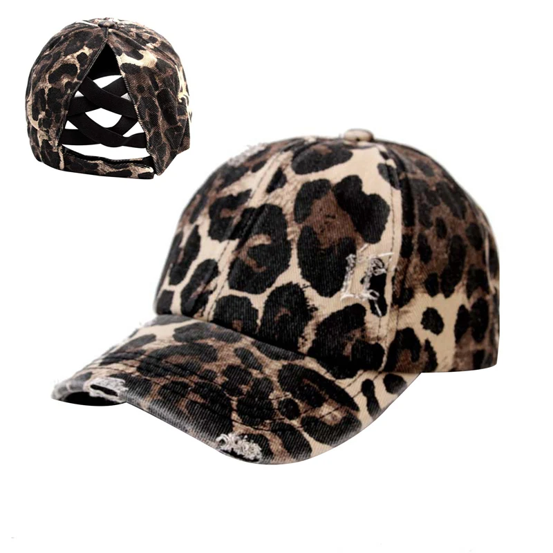 Женская рваная бейсбольная кепка с отверстиями для хвоста Всесезонная теплая
