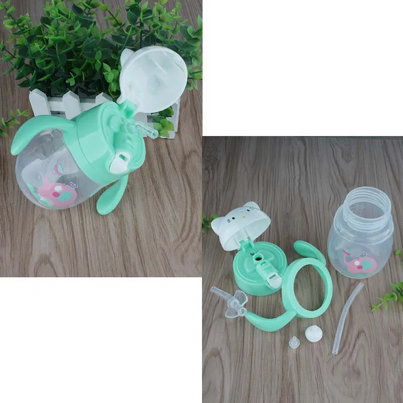 270 мл чашка младенца милые дети учатся питьевой воды соломы ручка бутылки