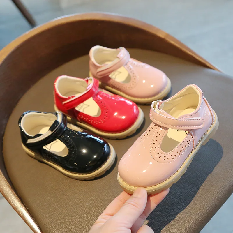 

Fashion Toddler Girls Patent Leather Shoes T- Strap Red Mary Jane Shoes Baby Kids Princess Shoes for Girl Flats Lolita Autumn