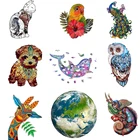 Новейшая семейная роспись, Декор, деревянный пазл, лиса, пазл, доска, набор игрушек, деревянные поделки сделай сам, в форме животных, деревянные головоломки, игры, игрушки