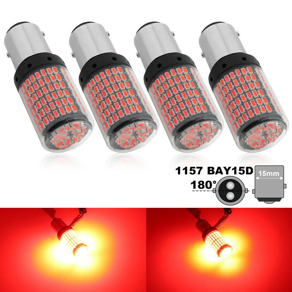 

Newest 4X Red 1157 BAY15D LED Canbus 144 SMD 20W Car Brake Reverse Lamp Tail Light Bulb BAY15D 1157 LED Light Bulbs