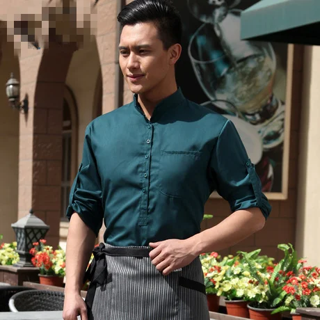 

Hotel Work Clothing Autumn/Winter Western Restaurant Long Sleeve Uniform+Apron Set Catering Shop Waiter Shirt Cheap Workwear