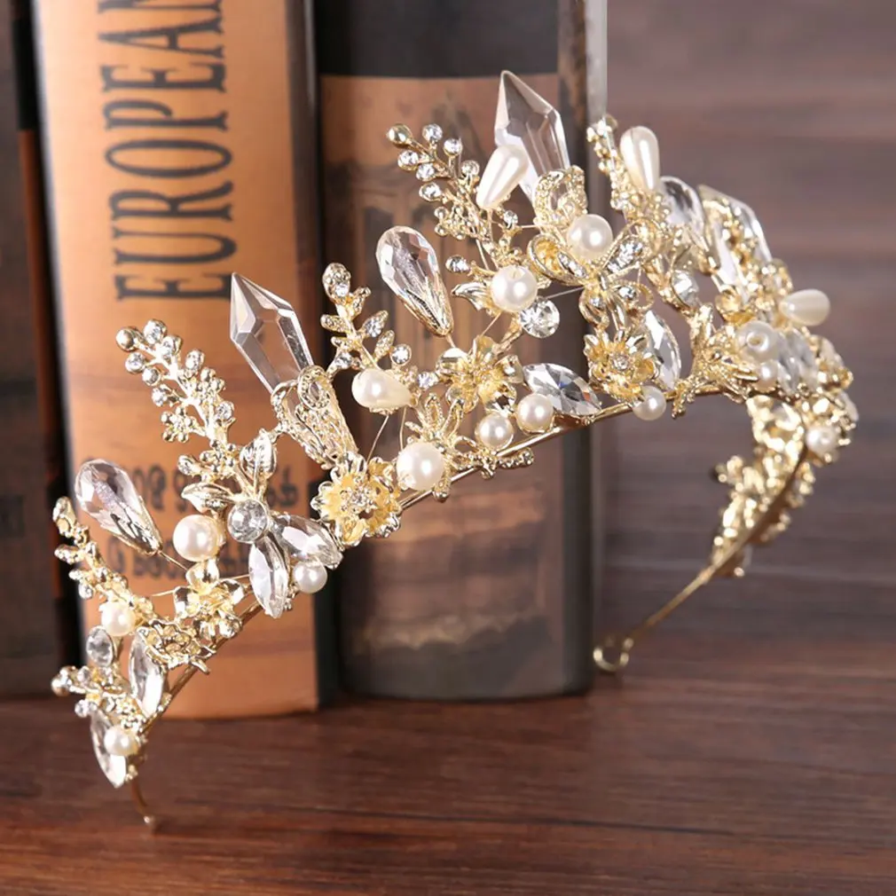 

Baroque Crown Headdress Bridal Crystal Crown Princess Crown delicate decoration brings you uniqueness sense beauty