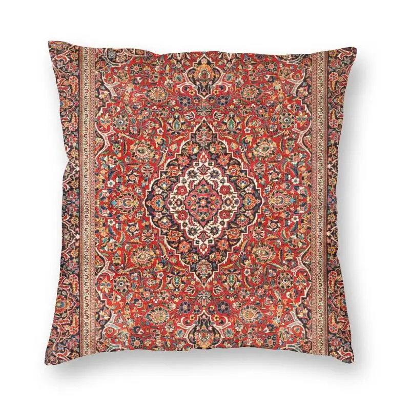 Яркий античный центральный персидский коврик из кашаня квадратная подушка чехол