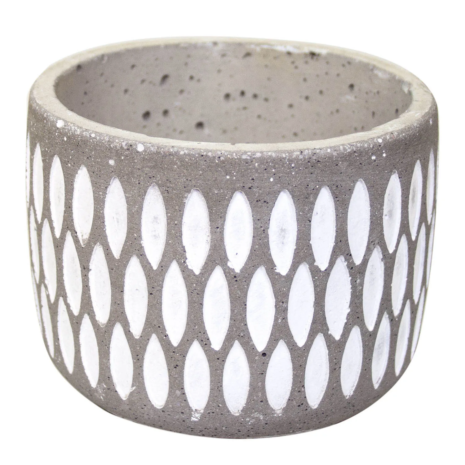 

White drip motif concrete flower pot 12x9 Cm
