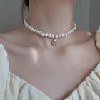 Ожерелье-чокер женское из натурального жемчуга, с опалом