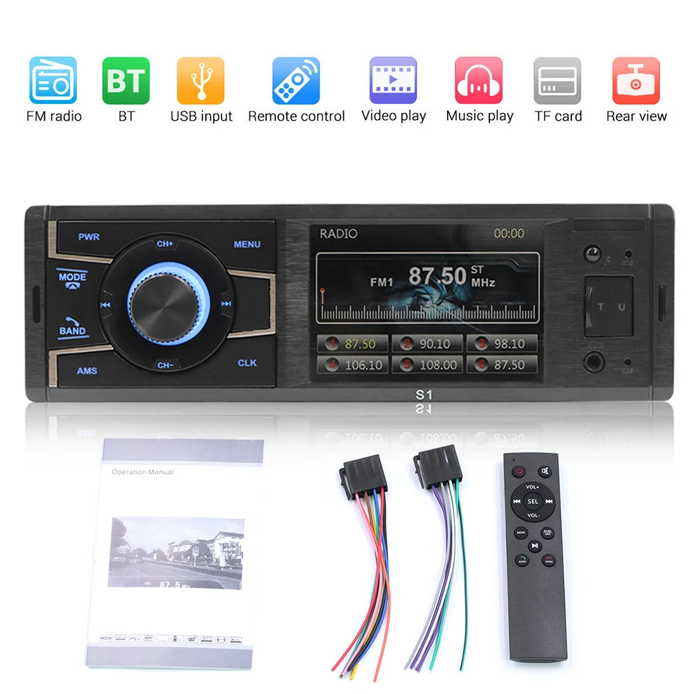 

Auto Audio Central FM Car Stereo SWM-S1 Single DIN Head Unit 3.2 inch Bluetooth-compatible AUX TF USB Car Radi Auto Stereo