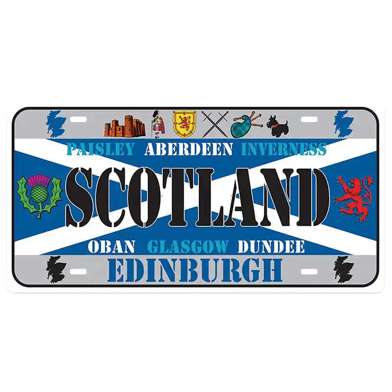 Scotland Национальный стиль оловянный знак декоративный номерной знак табличка металлическая винтажная настенная табличка домашний бар Декор железная живопись металлический плакат - Цвет: Scotland