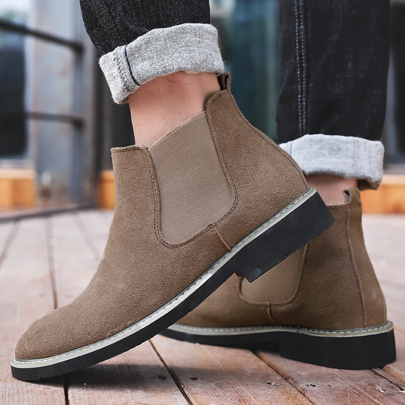 Мужские зимние ботинки ботильоны из натуральной кожи теплые наивысшего качества