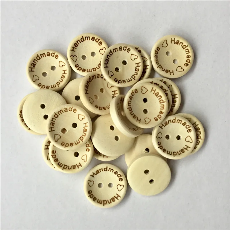 

250PCS Round Wooden Buttons Natural Handmade Button 2 Holes Baby Sewing Buckle 15MM 20MM 25MM Buttons for Clothing Craft DIY