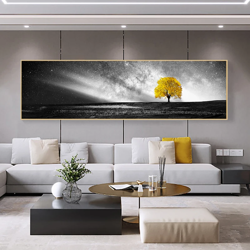

Natural Landscape Canvas Poster Print Black Yellow Train Tram Modern Home Decor Wall Art Painting Living Room Decoration Picture