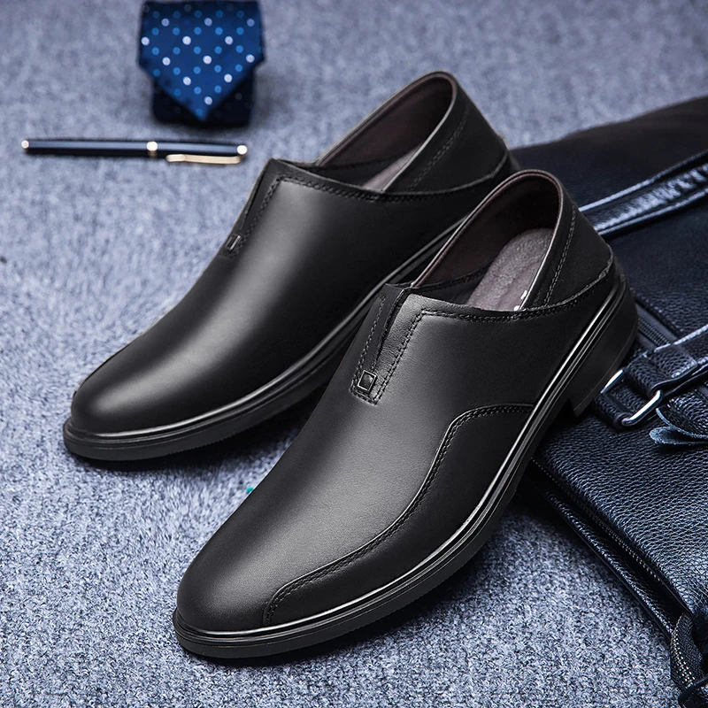 

Men's Genuine Leather Shoes Head Leather Soft Anti-slip Rubber Loafers Shoes Man Casual Comfortable non-slip outdoor Shoes