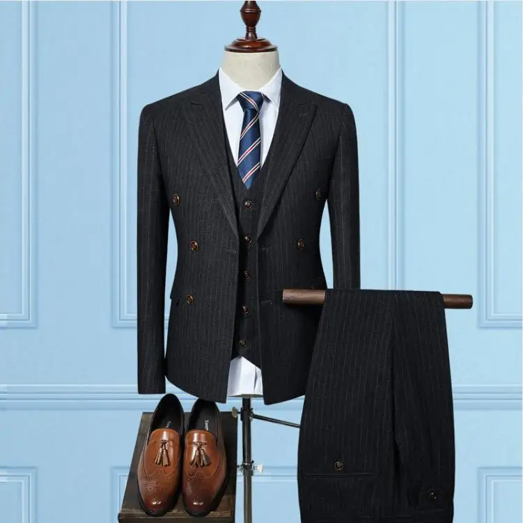 

2019(Jacket+Vest+Pants)men Wedding suit Business Mens Formal Wear High quality men's casual suits terno masculino slim fit