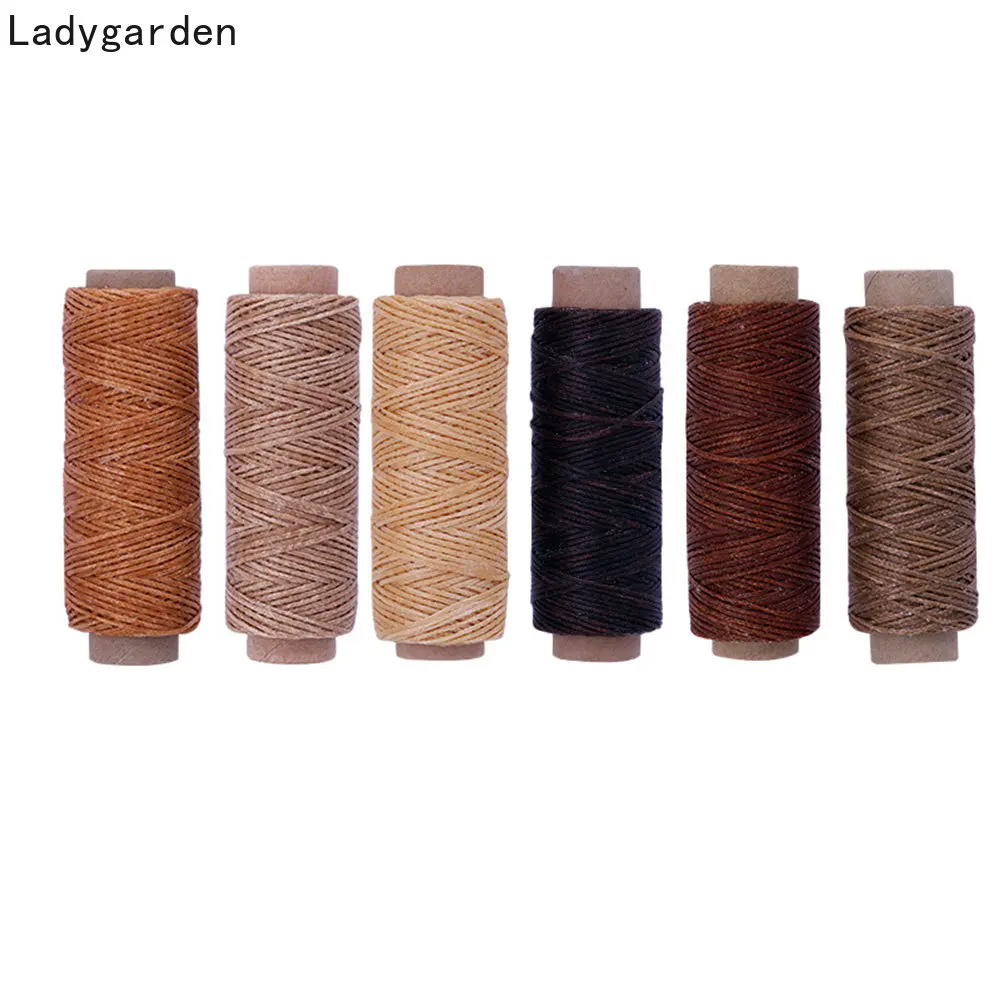 

6PCS 150D Durable 50 Meters 0.8mm Round Leather Waxed Thread Cord for DIY Sewing Tool Hand Polyester Stitching Thread Multicolor
