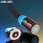 Магнитный кабель USLION 1 м, кабель для быстрой зарядки для iPhone, Samsung, Micro USB, Type-C, магнитное зарядное устройство, USB C, мобильный телефон, шнур, провод