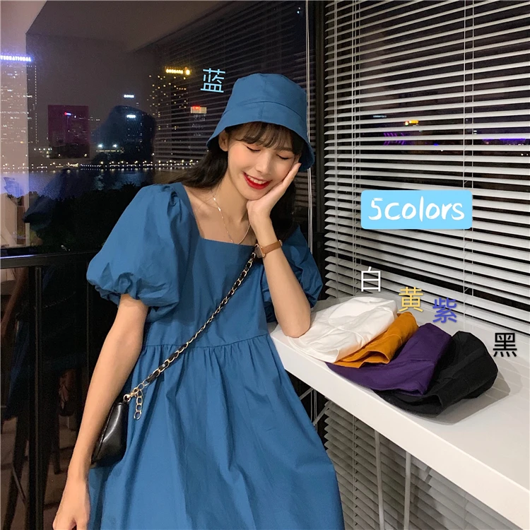 

Preppy Style Puff Short Sleeve Square Collar Doll Dress Small Fairy Lady Super Fairy Mori Style First Love Rural Sweet Summer
