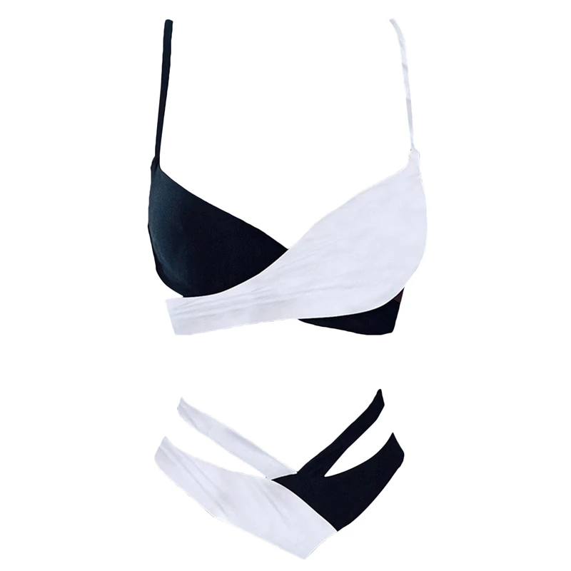 

2Pcs Women Sexy Bikini Split Swimsuit Sexy Bikini Swimwear Women Leopard Patchwork Padded Bra Briefs BikiniSet Swimsuit Swimwear