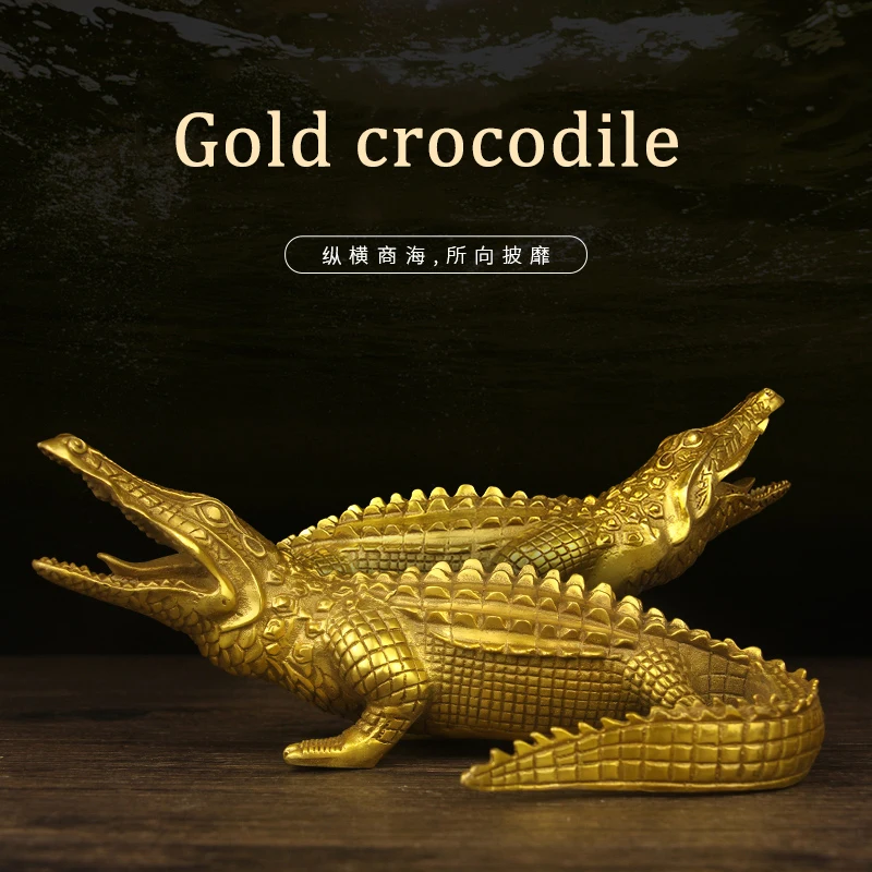 Статуя крокодила из чистой меди офисное исследование украшение фэн шуй медь