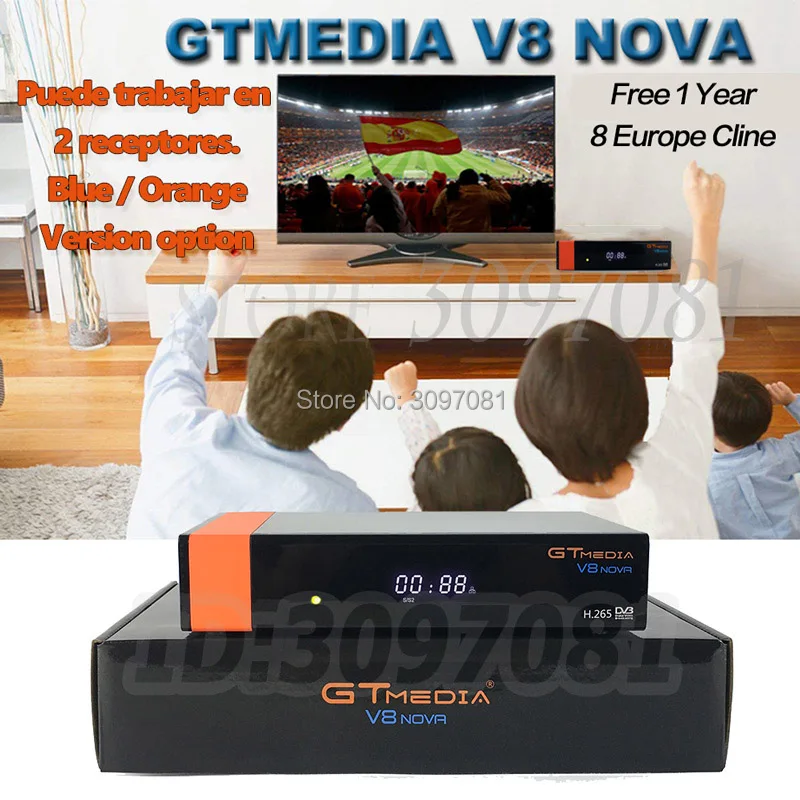 Лучший 1080P DVB-S2 GTmedia V8 Nova спутниковый ТВ ресивер Freesat V8 Super Receptor GT Media V8 Nova с Европейским Cline 1 год - Цвет: V8 NOVA Orange