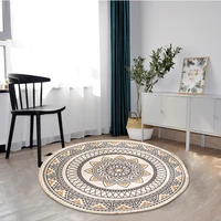 nordic ethnic style round carpet cotton linen floor mats simple bedroom home bedside carpets living room sofa coffee table mat