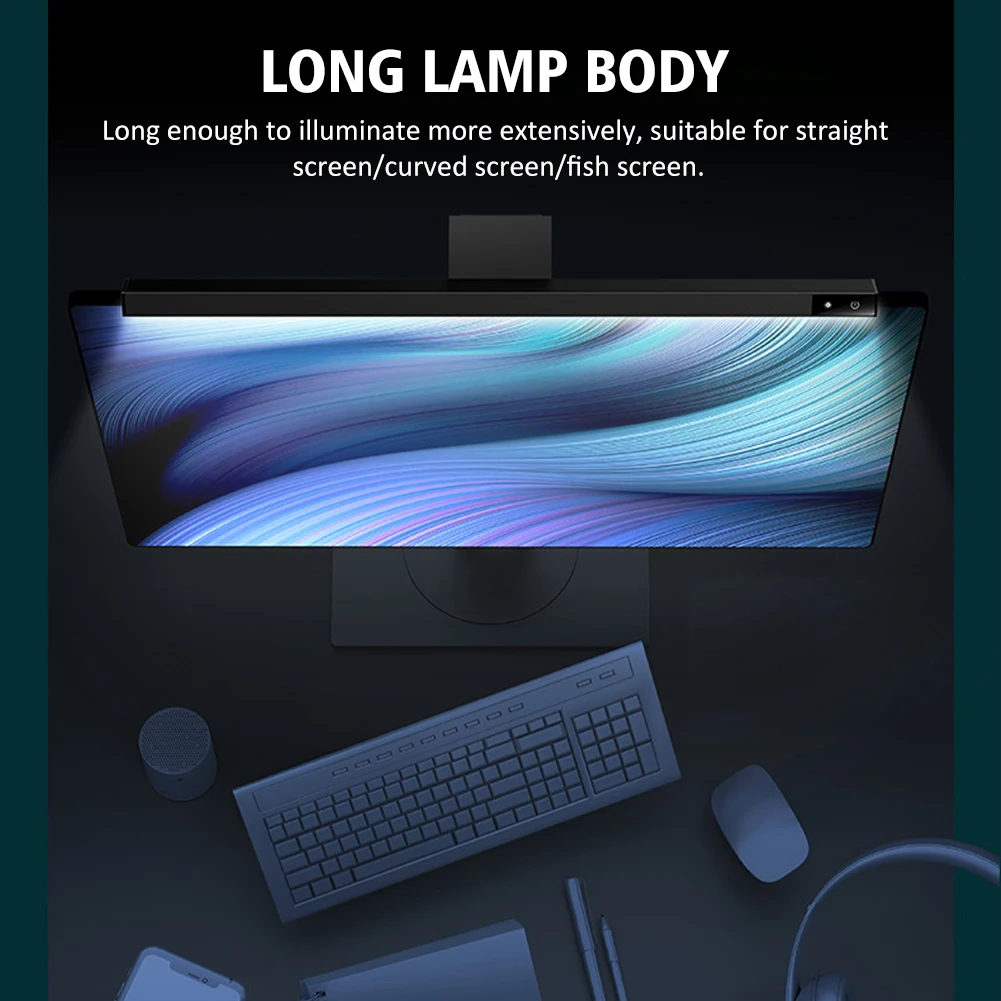 

Dimmable Computer Monitor Light LED Desk Lamp No Glare Office PC Screen Bar Study 3 Color Modes Reading USB Powered Hanging