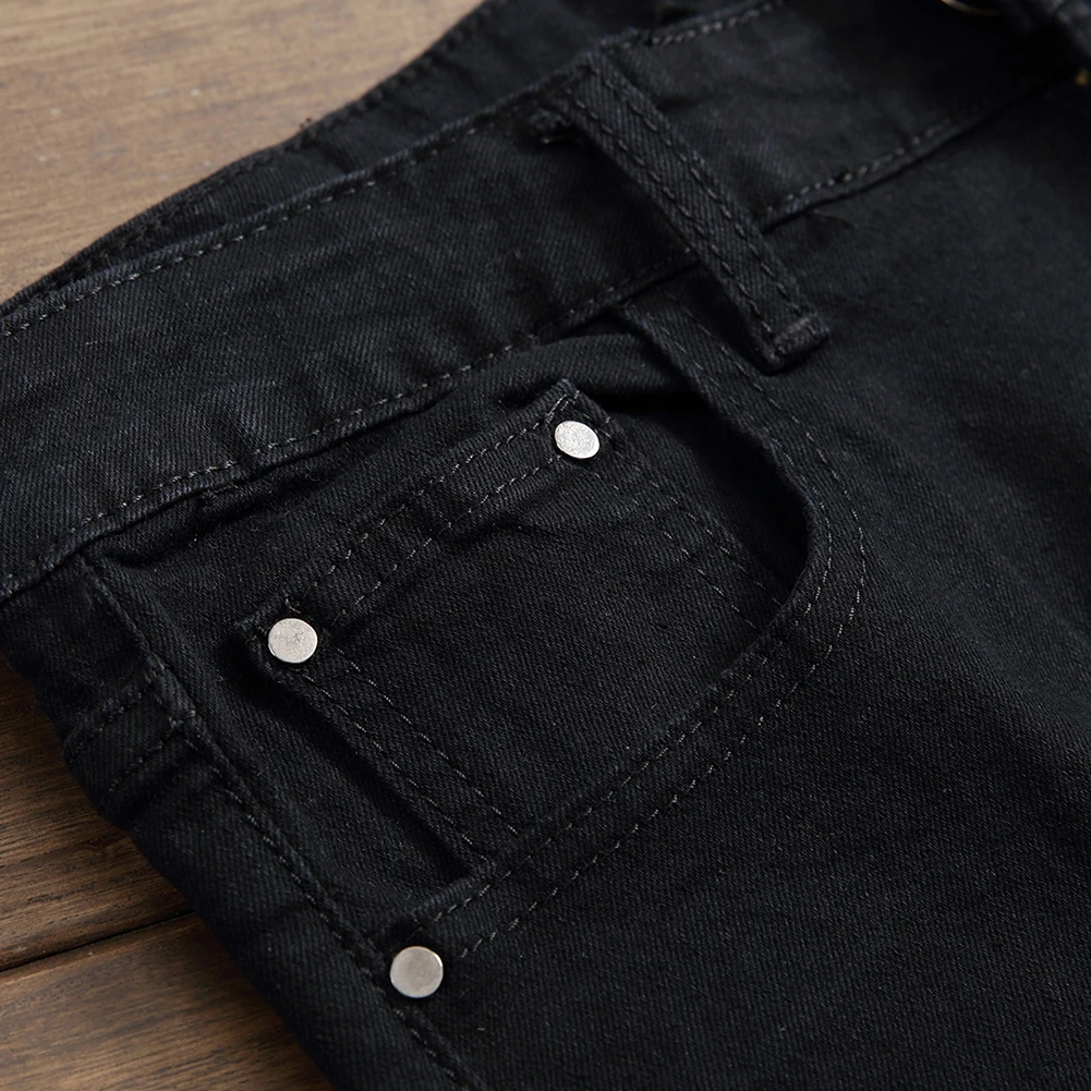 Модные мужские джинсы 2020 облегающие с потертостями однотонные зауженные прямые